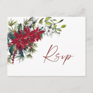 Carte Postale Elégant Poinsettia Noel Mariage RSVP