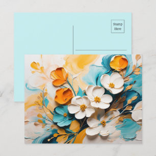 Carte Postale Élégant printemps floral huile acrylique