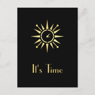 Carte Postale Élégant rappel de rendez-vous pour horloge noir et