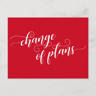 Carte Postale Élégant Red Change of Plans Reporté Mariage