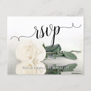 Carte Postale Elégant reflet blanc ivoire Rose mariage RSVP