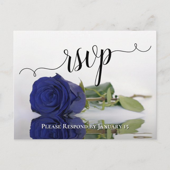 Carte Postale Elégant reflet Marine Rose bleu mariage RSVP (Devant)
