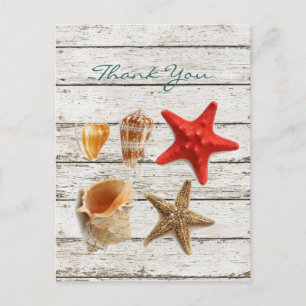 Carte Postale élégant romantique coquillages plage mariage merci