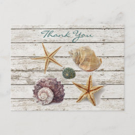Carte Postale élégant romantique coquillages plage mariage merci