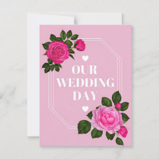 Carte Postale Elégant rose de mariage jour d'invitation concepti