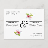 Élégant Rose Floral Mariage moderne Enregistrer la