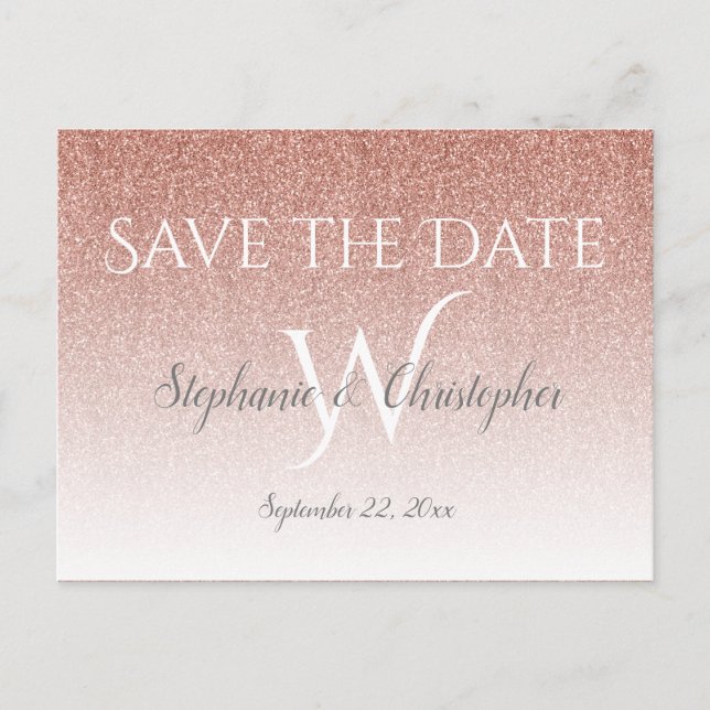 Carte Postale Elégant Rose Gold Parties scintillant mariage Enre (Devant)