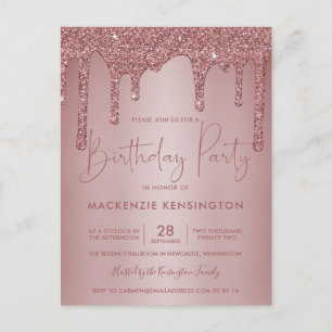 Carte Postale Elégant Rose Gold Sparkle Parties scintillant Driv