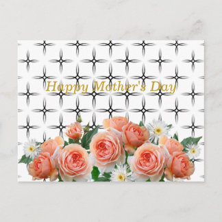 Carte Postale Élégant, Rose & marguerites, Géométrique