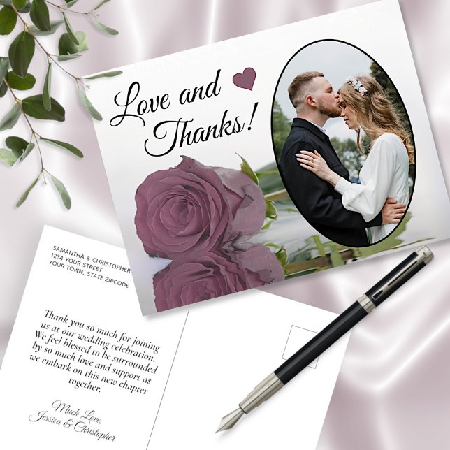 Carte Postale Elégant Rose rose rose rose rose Mariage Amour & M (Créateur téléchargé)