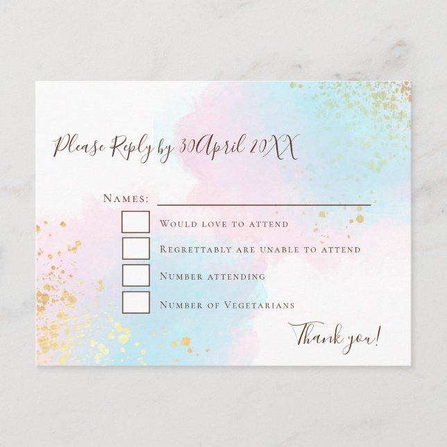 Carte Postale Elégant rose Turquoise avec Gold Confetti Wedding  (Devant)