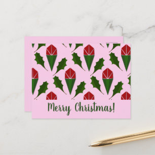 Carte Postale Élégant Roses rouges Abstraites Green Holly Art, r
