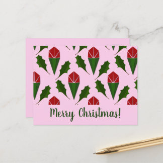Carte Postale Élégant Roses rouges Abstraites Green Holly Art, r