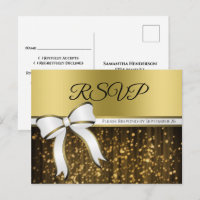 Élégant Ruban Blanc & Or Glamour Mariage RSVP