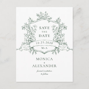 Carte Postale Elégant Sage French Garden Wedding Enregistrer la 