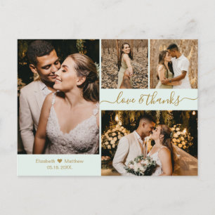 Carte Postale Élégant Script 4 Photo Collage Mariage Merci P