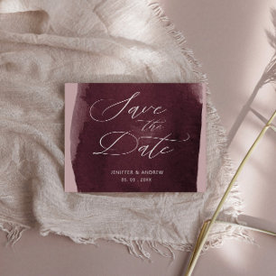 Carte Postale Élégant Script Aquarelle Laver Enregistrer La Date