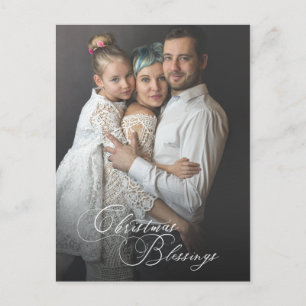 Carte Postale Élégant script de bénédictions de Noël Photo