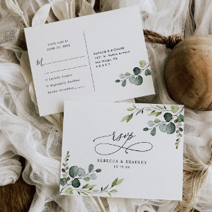 Carte Postale Élégant Script Eucalyptus Verdure Mariage Rsvp