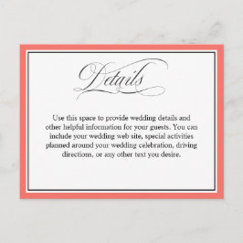 Carte Postale Élégant Script Flouris Détails Mariage Coral