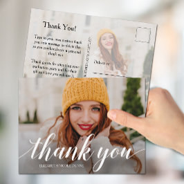Carte Postale Elégant Script Graduation Merci note