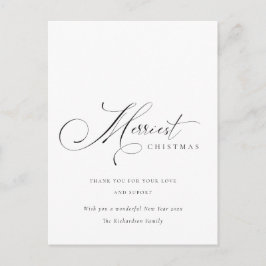 Carte Postale Élégant Script minimal Merriest Noël Salutation