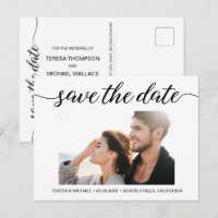 Élégant Script Photo Fiançailles Enregistrer La Da