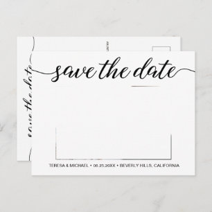 Carte Postale Élégant Script Photo Fiançailles Enregistrer La Da