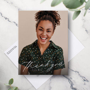 Carte Postale Élégant script un diplôme photo merci