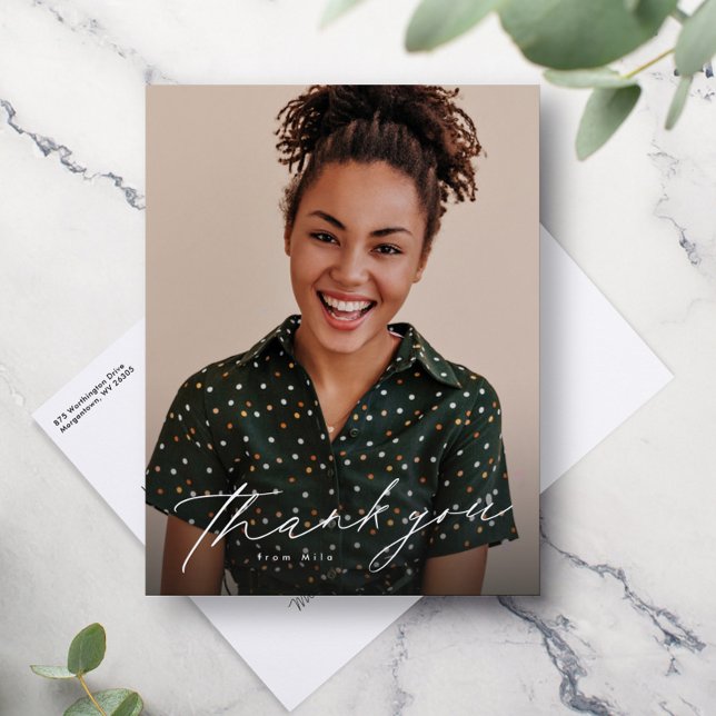 Carte Postale Élégant script un diplôme photo merci (Créateur téléchargé)