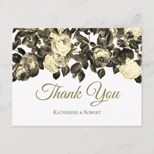 Carte Postale Elégant Sepia Vintage Roses beige avec message