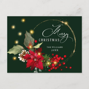 Carte Postale Élégant Serre Poinsettia Mistletoe Noël