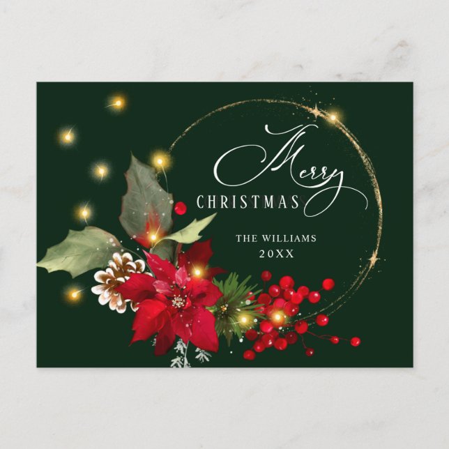 Carte Postale Élégant Serre Poinsettia Mistletoe Noël (Devant)