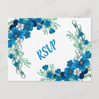 Carte Postale Elegant Sky Blue Floral RSVP Card