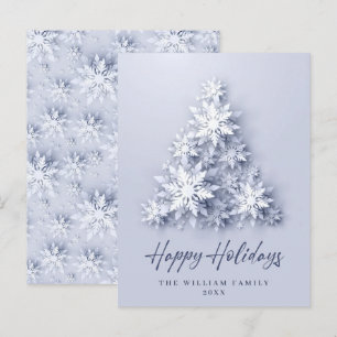 Carte Postale Élégant Snowflakes Christmas Tree Holiday Card