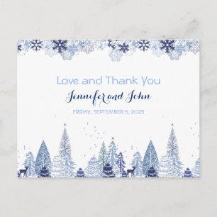 Carte Postale Élégant Snowflakes Merci de mariage hivernal