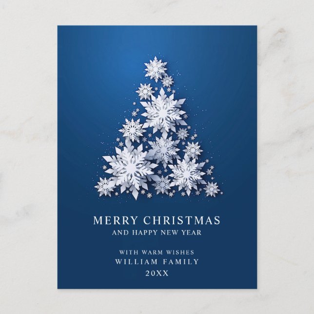 Carte Postale Élégant Snowflakes Noël Arbre Salutation (Devant)