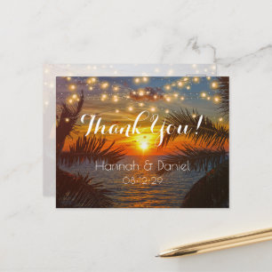 Carte Postale Elégant Sunset Palm Beach Mariage d'été Merci