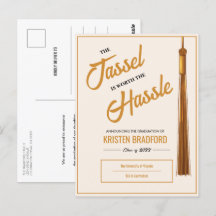 Elégant Tassel Or Beige Graduation Faire-part