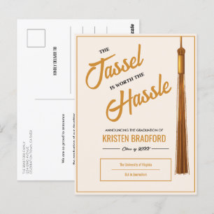 Carte Postale Elégant Tassel Or Beige Graduation Faire-part
