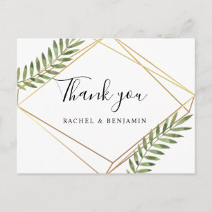 Carte Postale Elégant Terrarium Cadre Or Vert Merci Feuille