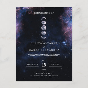 Carte Postale Elégant thème spatial Astronomie Lune Mariage Invi