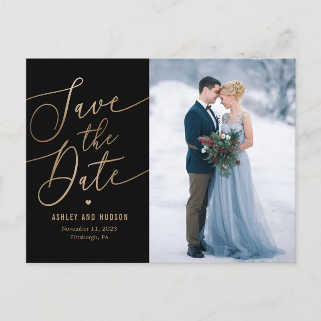 Carte Postale Élégant Touch COULEUR ÉDITABLE Enregistrer La Date (Devant)