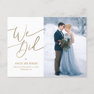 Carte Postale Elégant Touch Mariage Elopement Postc