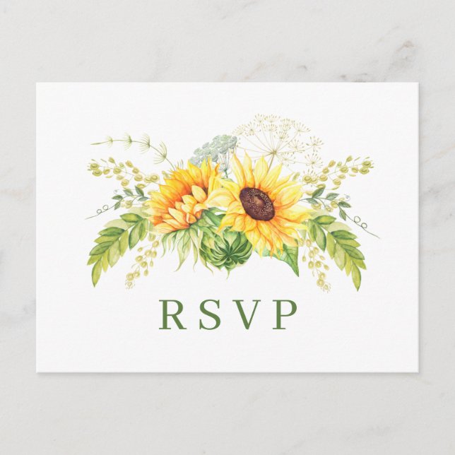 Carte Postale Elégant tournesol Eucalyptus mariage floral RSVP (Devant)
