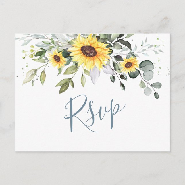 Carte Postale Elégant tournesol Eucalyptus mariage floral RSVP (Devant)