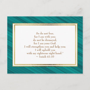 Carte Postale Elégant Turquoise or Christian Bible Verse Postcar