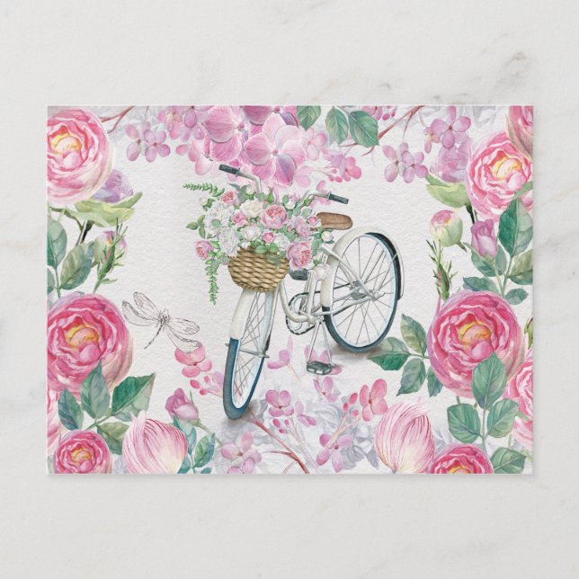 Carte Postale Élégant vélo et fleurs (Devant)