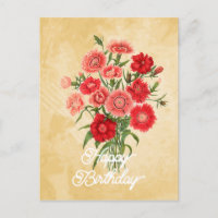 Elégant Vintage Dianthus Chinensis Flower Birthday