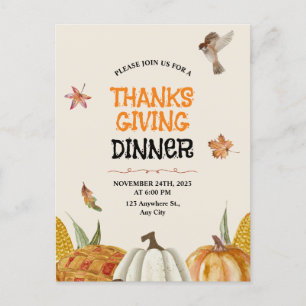 Carte Postale Élégant Vintage Floral Thanksgiving Brown